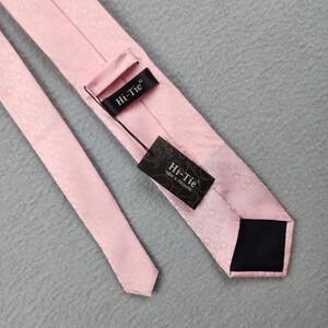 Hi Tie Tie Mens One Size Pink Floral 100% Silk Wool Lined Slim Necktie
